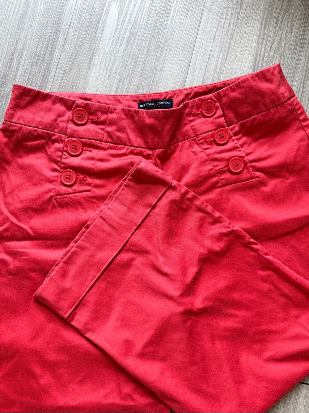 Red Button-Accent Capris - Picture 7 of 7